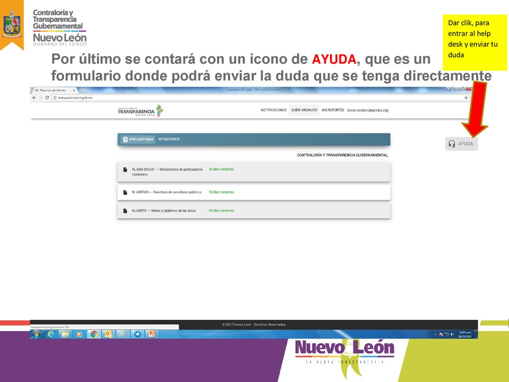 Dar clik, para entrar al help desk y enviar tu duda
