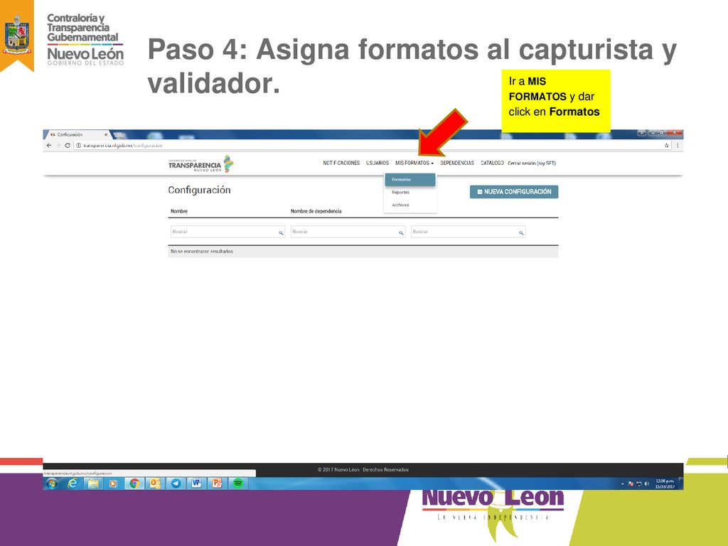 Paso 4: Asigna formatos al capturista y validador.
