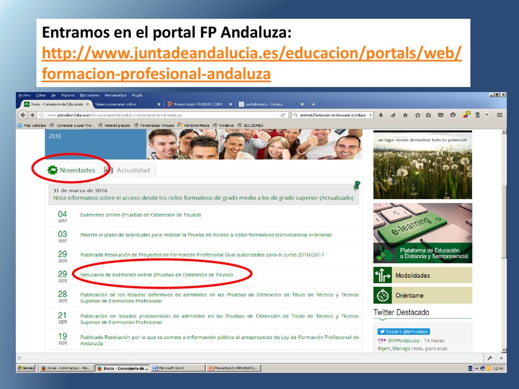 Entramos en el portal FP Andaluza:   juntadeandalucia