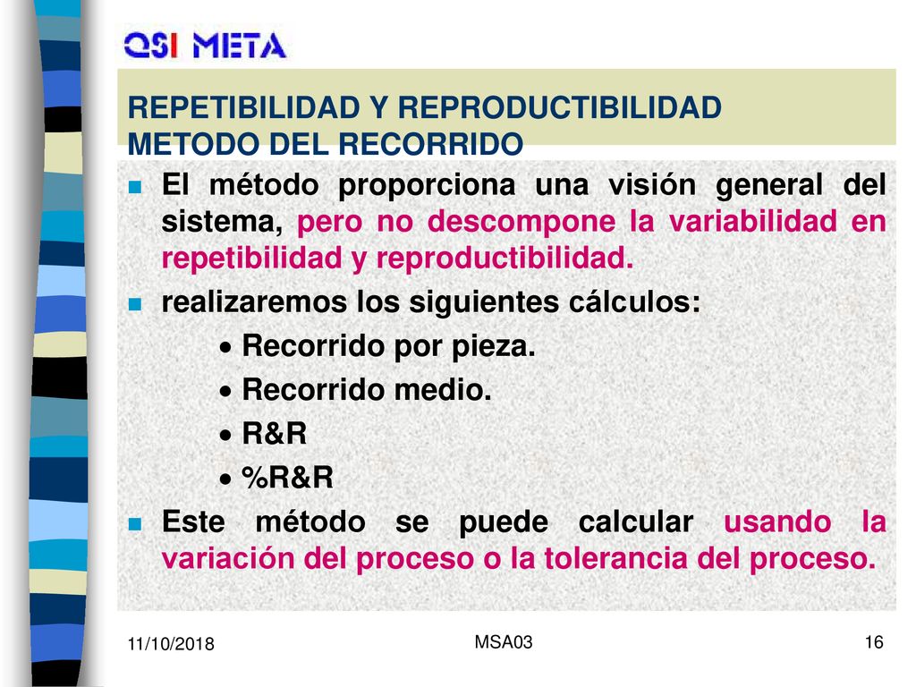 REPETIBILIDAD Y REPRODUCTIBILIDAD METODO DEL RECORRIDO