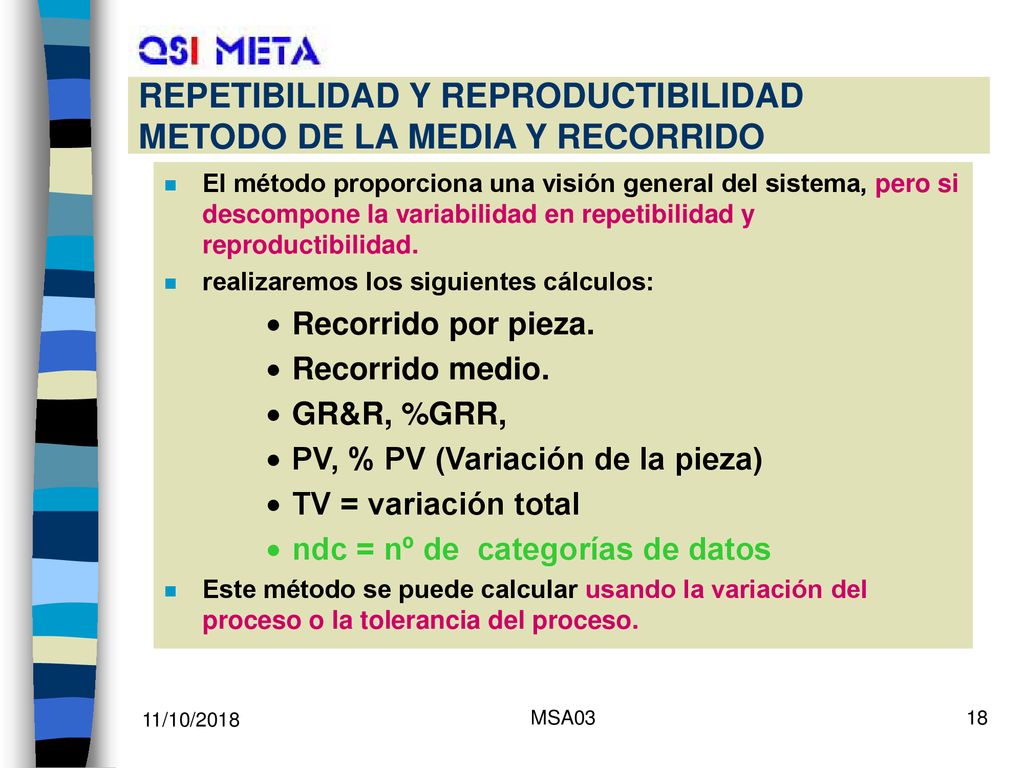 REPETIBILIDAD Y REPRODUCTIBILIDAD METODO DE LA MEDIA Y RECORRIDO