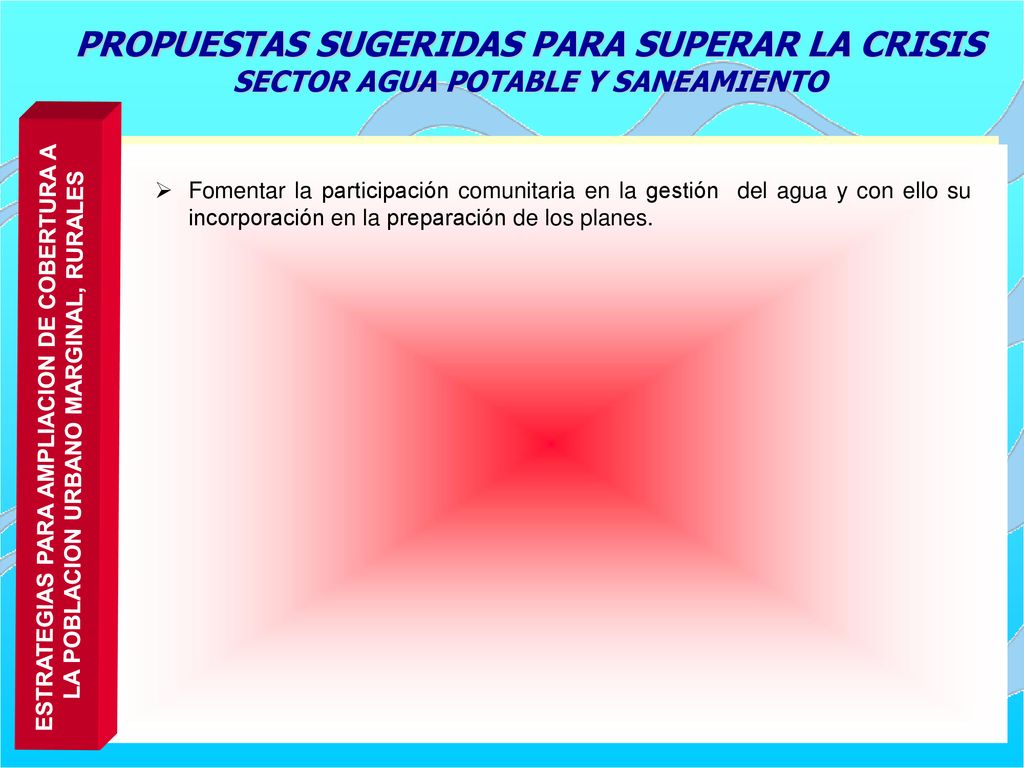PROPUESTAS SUGERIDAS PARA SUPERAR LA CRISIS SECTOR AGUA POTABLE Y SANEAMIENTO