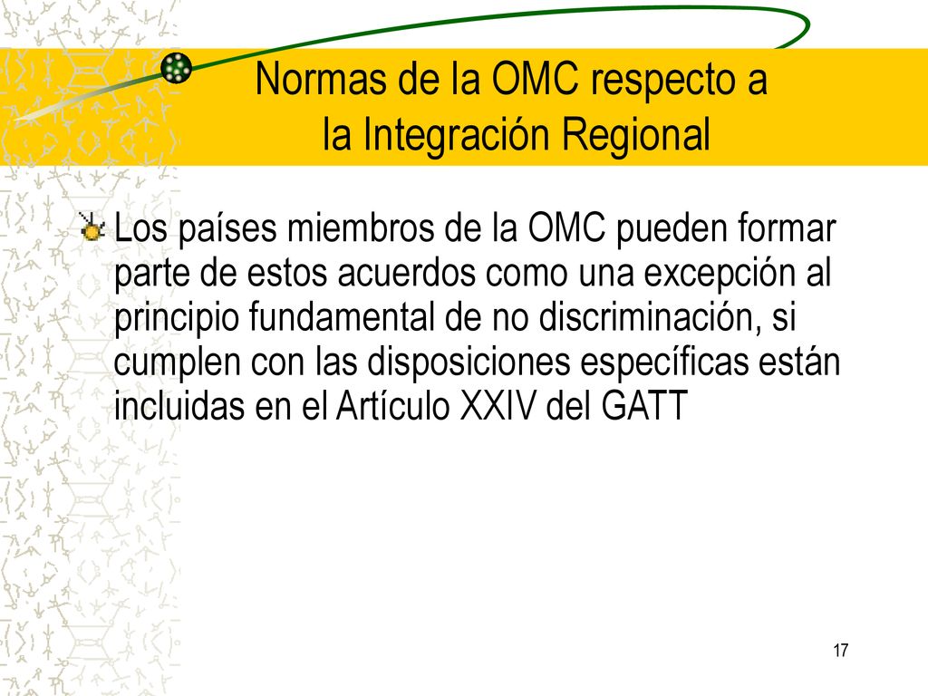 Normas de la OMC respecto a la Integración Regional