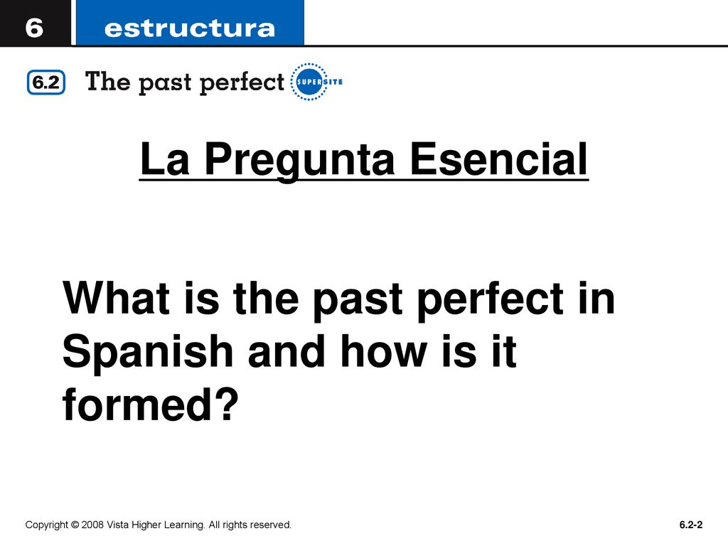 La Pregunta Esencial What is the past perfect in Spanish and how is it formed