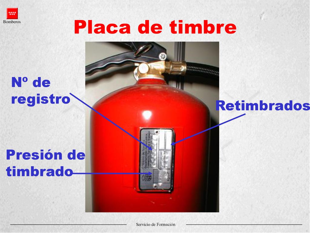 Placa de timbre Nº de registro Retimbrados Presión de timbrado