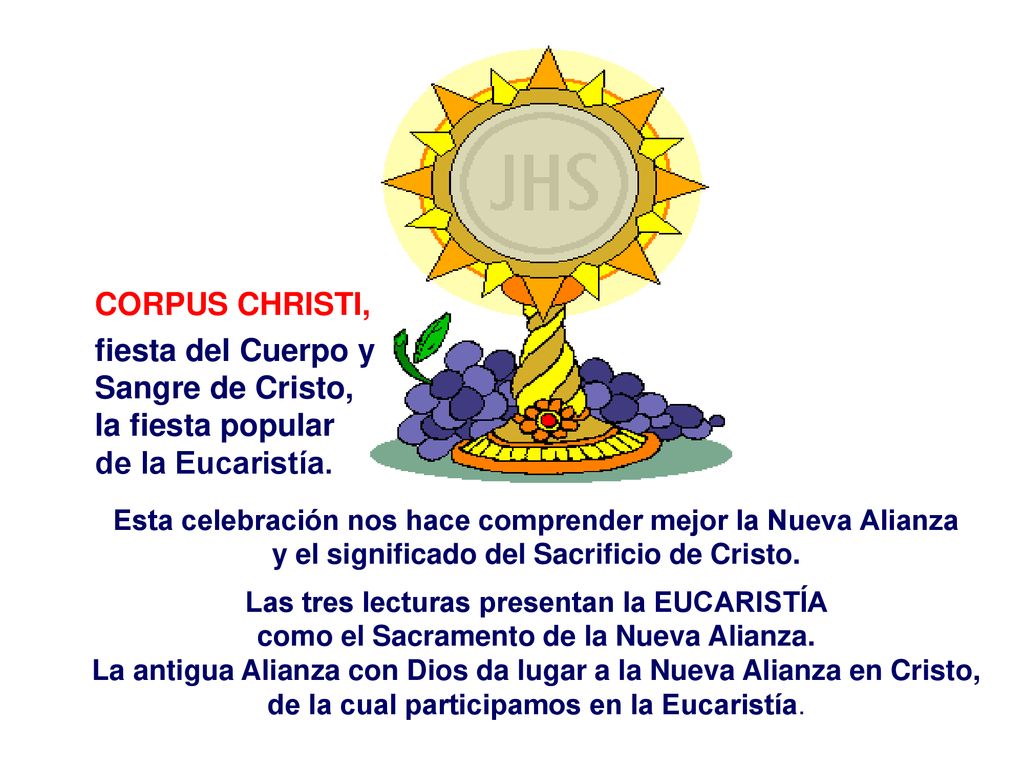 CORPUS CHRISTI, fiesta del Cuerpo y Sangre de Cristo, la fiesta popular de la Eucaristía.