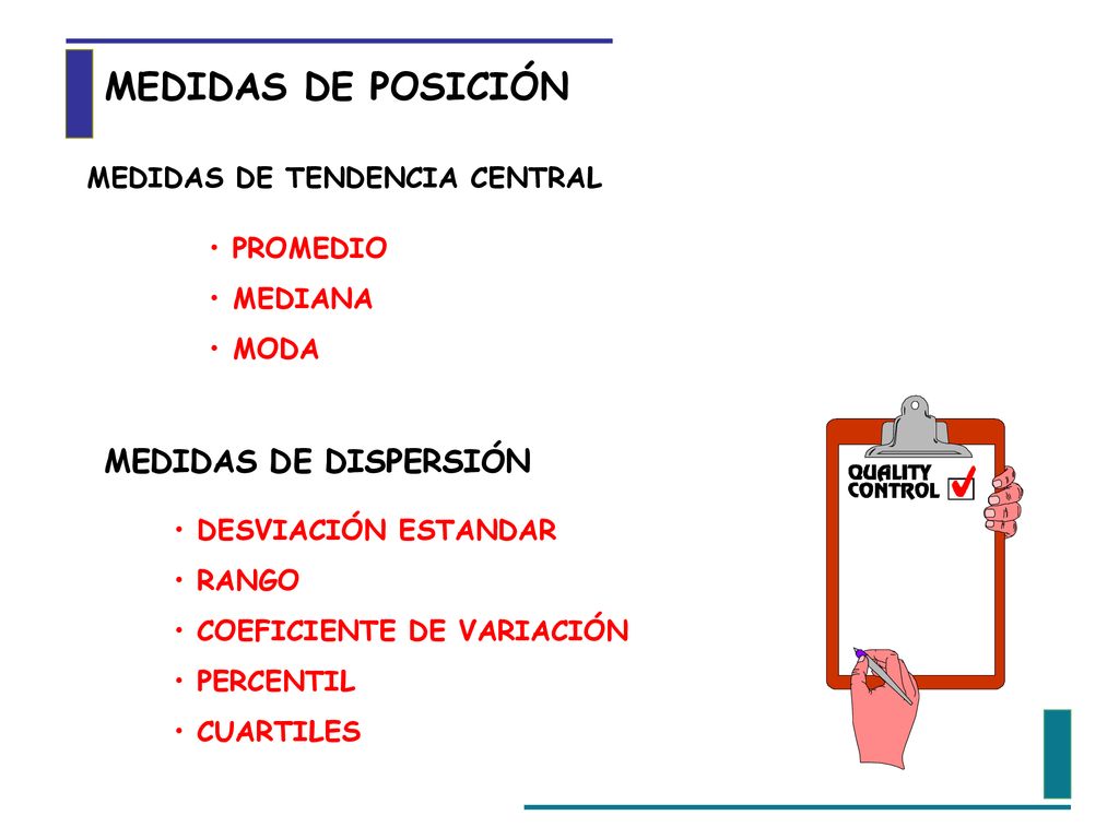 MEDIDAS DE POSICIÓN MEDIDAS DE DISPERSIÓN MEDIDAS DE TENDENCIA CENTRAL