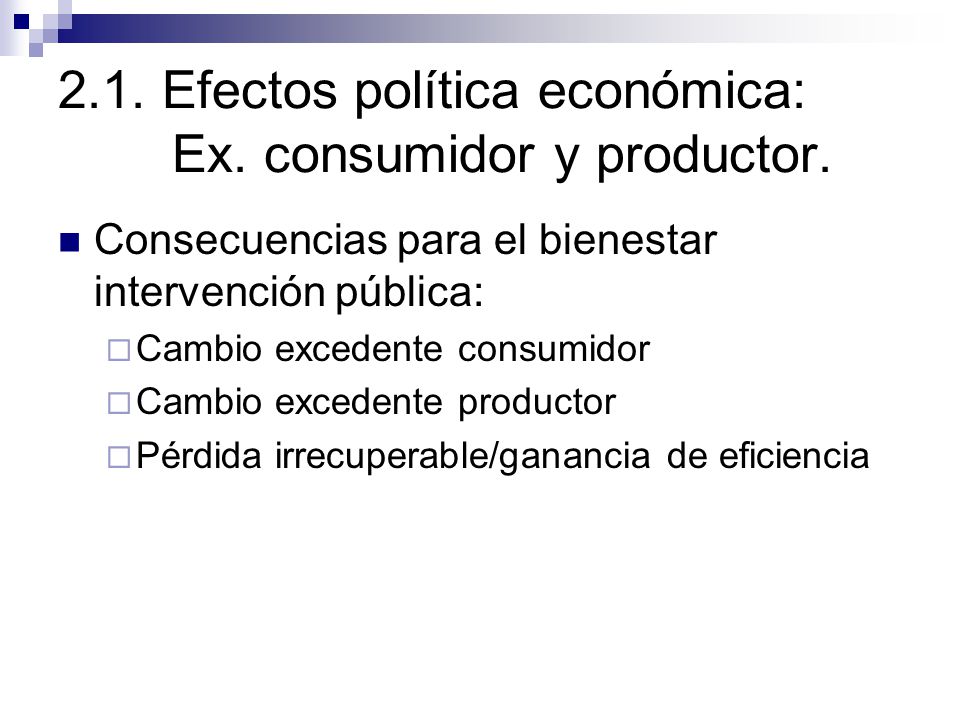 2.1. Efectos política económica: Ex. consumidor y productor.