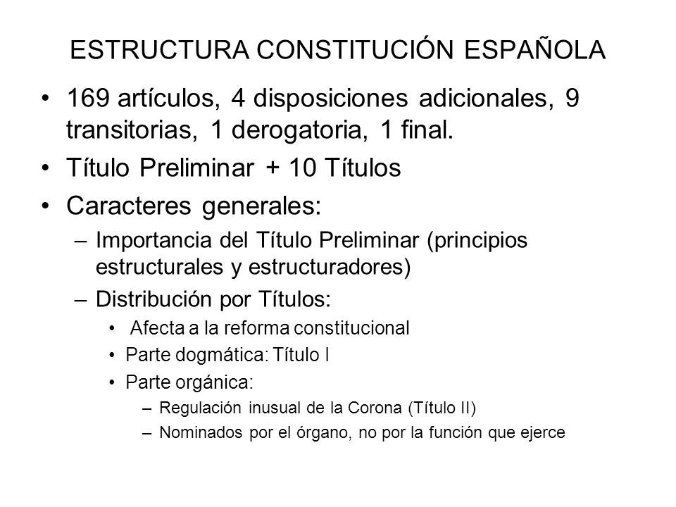 ESTRUCTURA CONSTITUCIÓN ESPAÑOLA