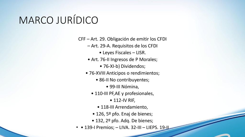 MARCO JURÍDICO CFF – Art. 29. Obligación de emitir los CFDI