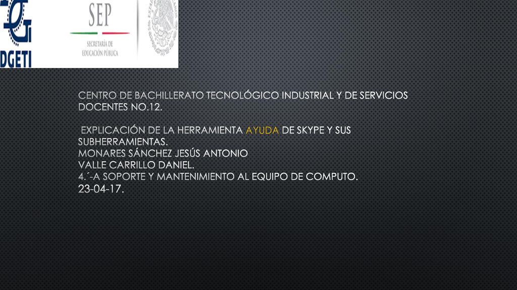 centro de bachillerato tecnológico industrial y de servicios docentes no.12.