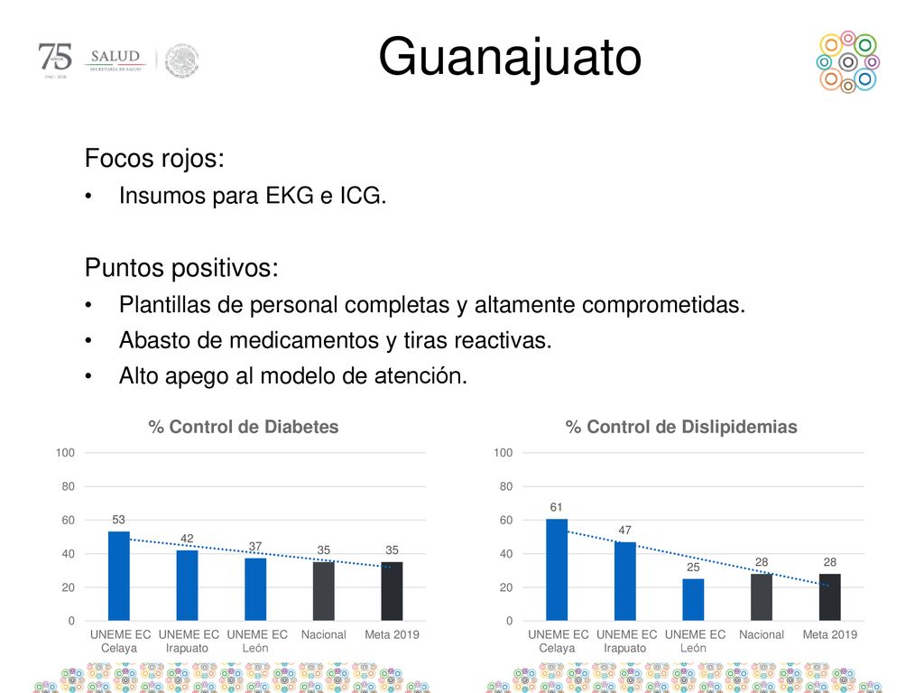 Guanajuato Focos rojos: Puntos positivos: Insumos para EKG e ICG.