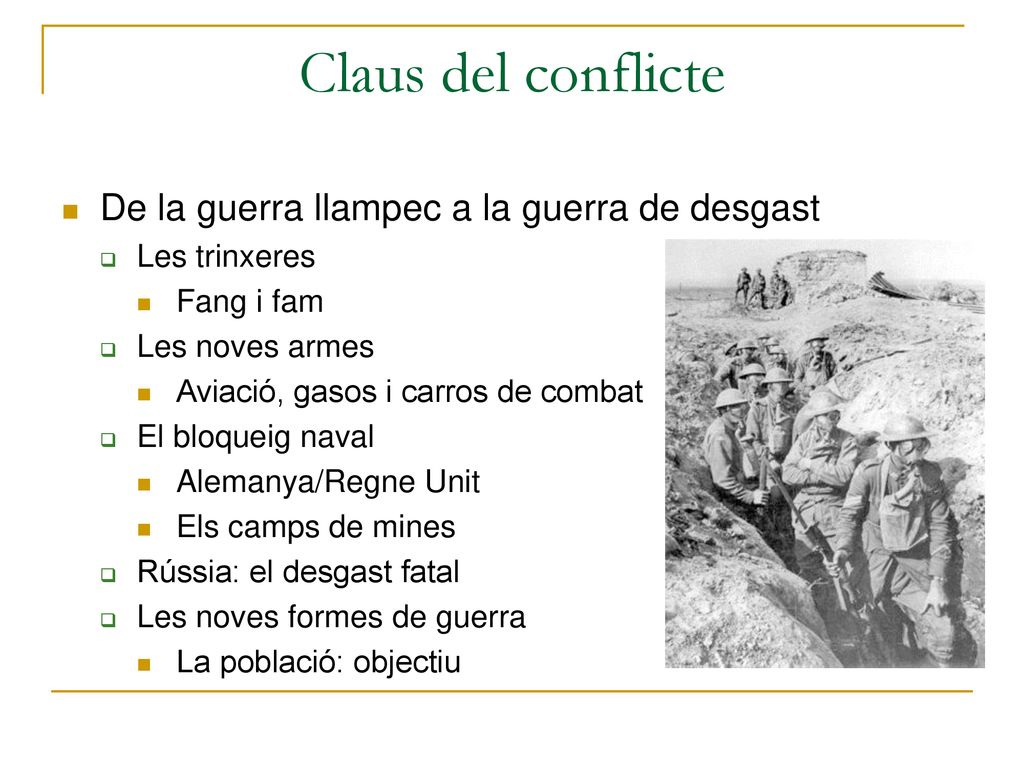 Claus del conflicte De la guerra llampec a la guerra de desgast