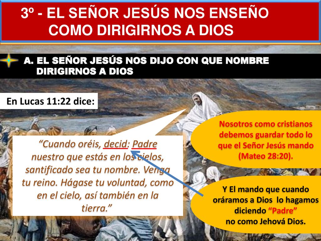 Y El mando que cuando oráramos a Dios lo hagamos diciendo Padre