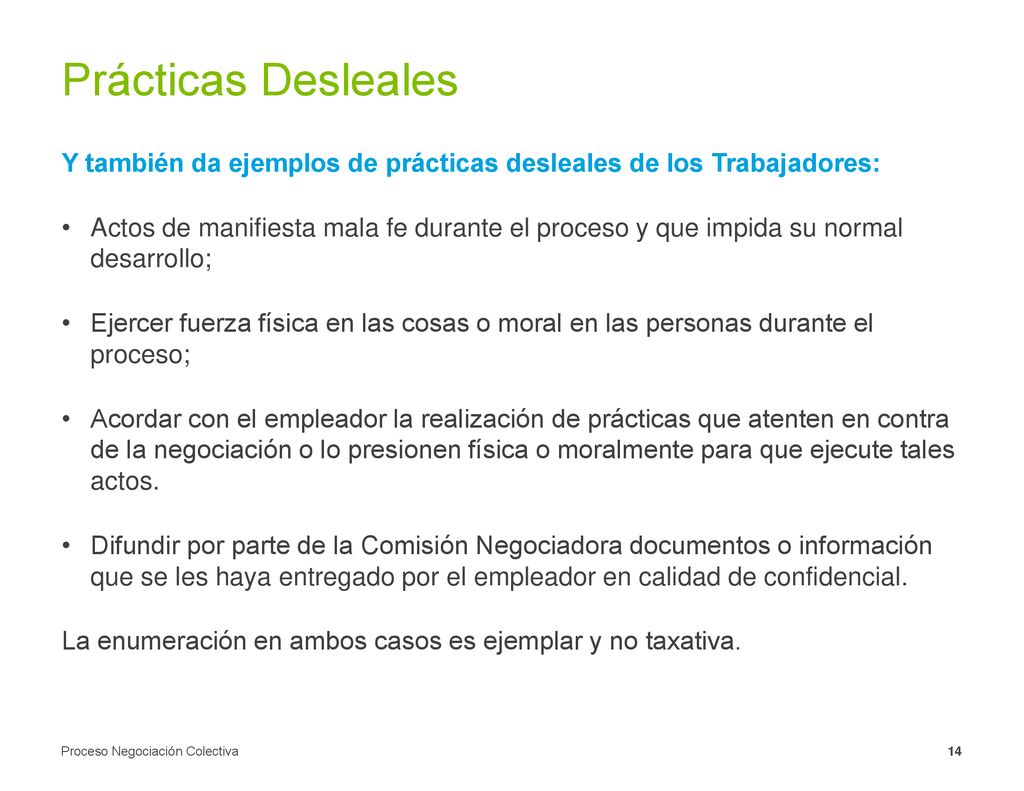 Prácticas Desleales Y también da ejemplos de prácticas desleales de los Trabajadores: