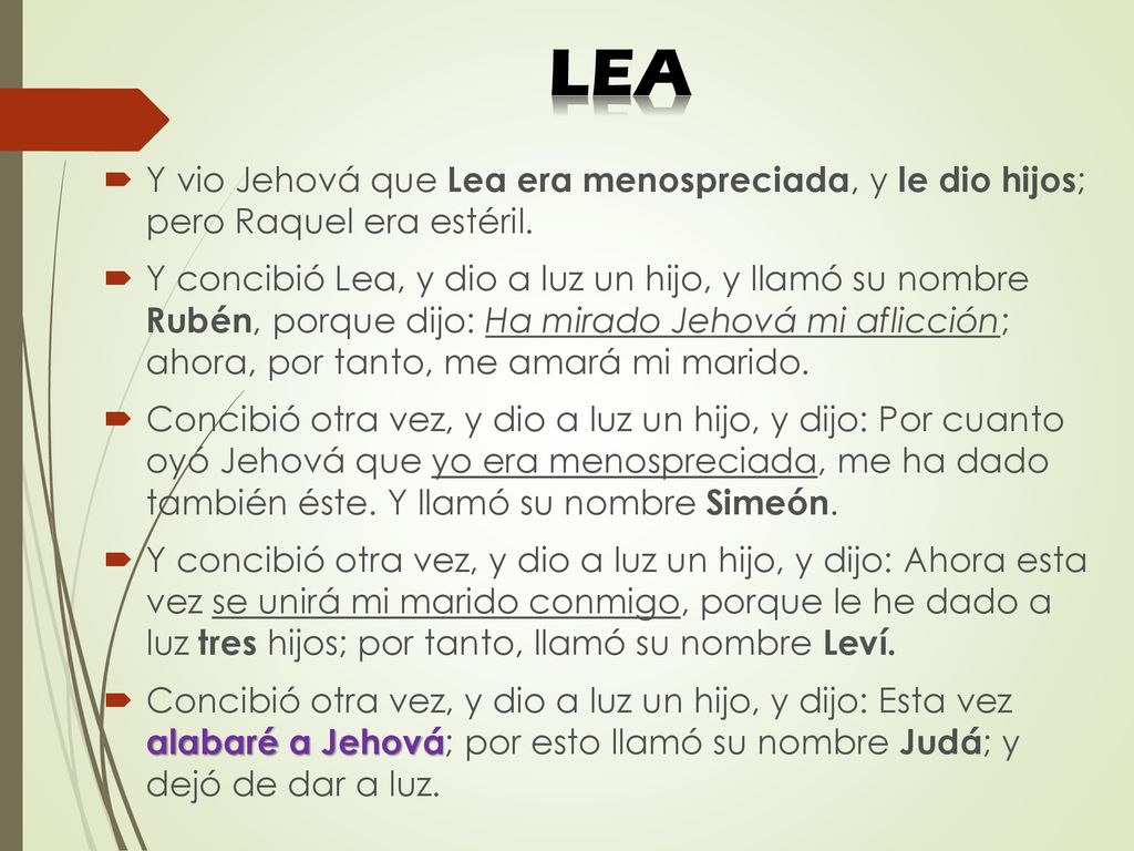 LEA Y vio Jehová que Lea era menospreciada, y le dio hijos; pero Raquel era estéril.