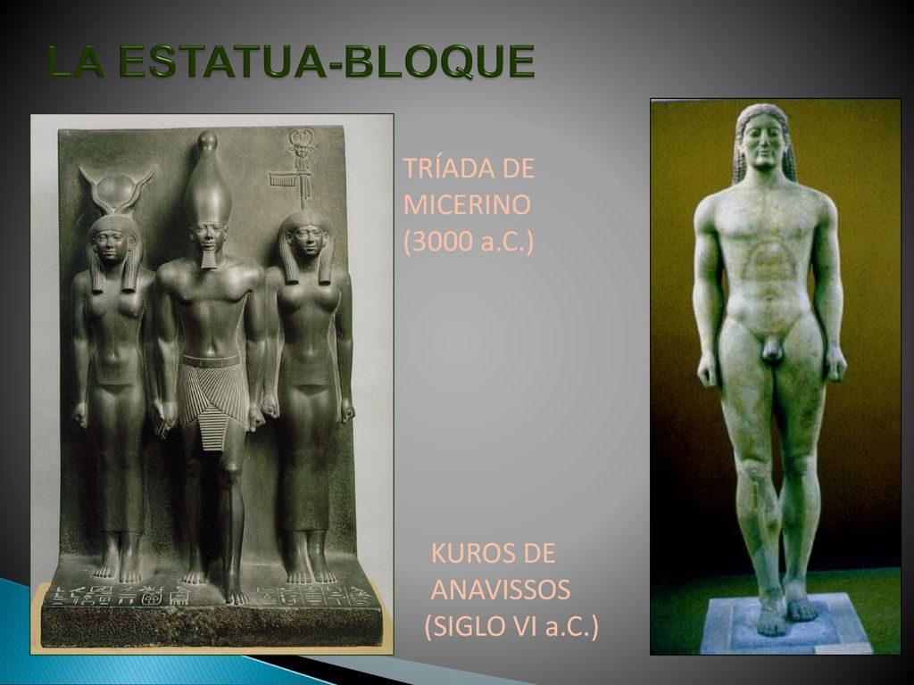 LA ESTATUA-BLOQUE TRÍADA DE MICERINO (3000 a.C.) KUROS DE ANAVISSOS