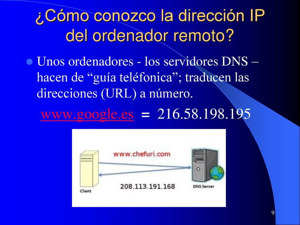 ¿Cómo conozco la dirección IP del ordenador remoto