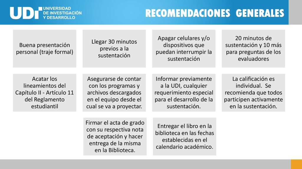 RECOMENDACIONES GENERALES