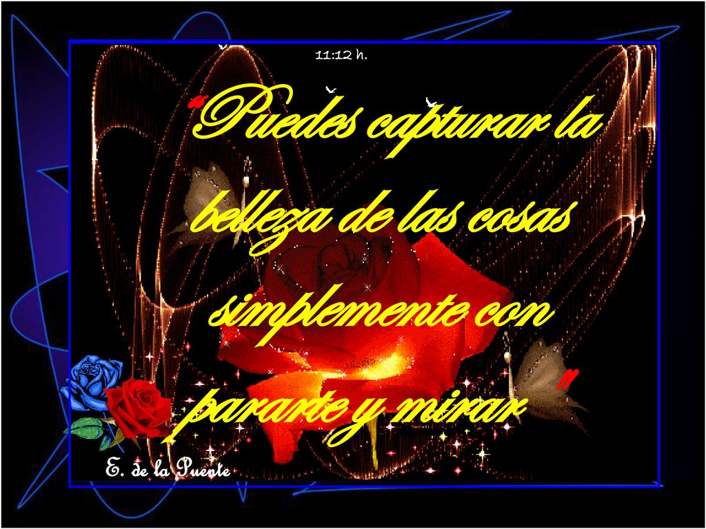 11:12 h. Puedes capturar la belleza de las cosas simplemente con pararte y mirar E. de la Puente