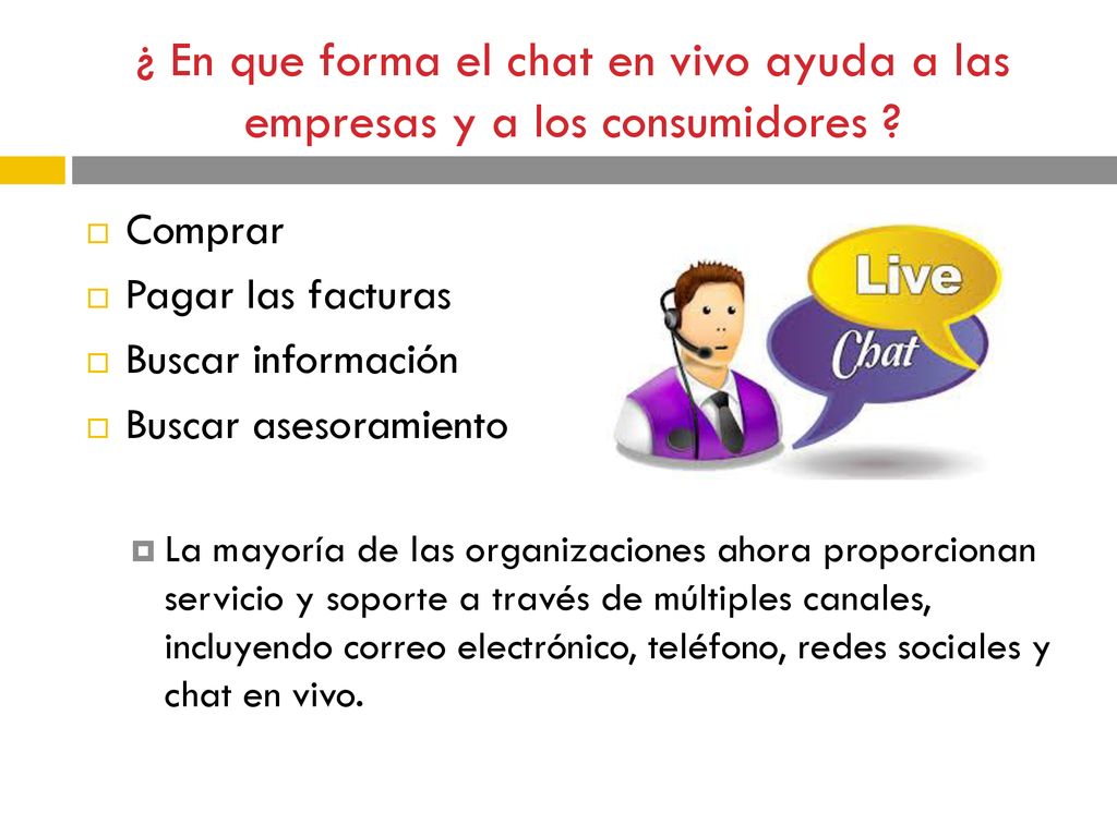 ¿ En que forma el chat en vivo ayuda a las empresas y a los consumidores