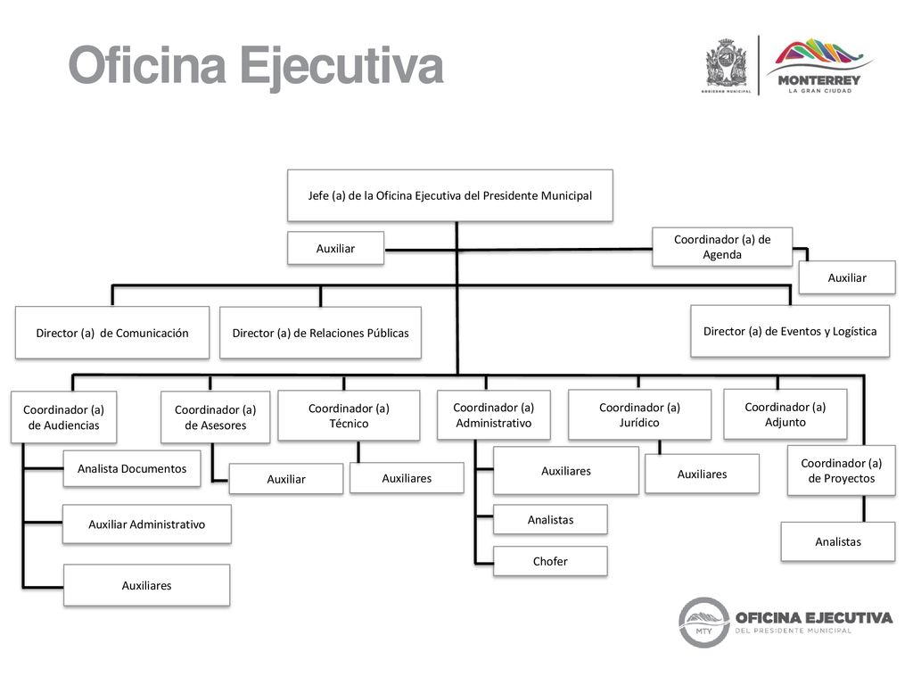 Oficina Ejecutiva Jefe (a) de la Oficina Ejecutiva del Presidente Municipal. Auxiliar. Coordinador (a) de Agenda.