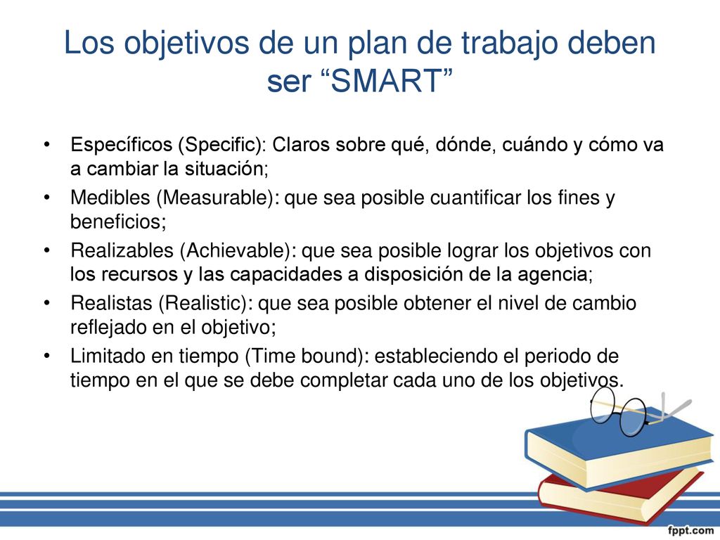 Los objetivos de un plan de trabajo deben ser SMART