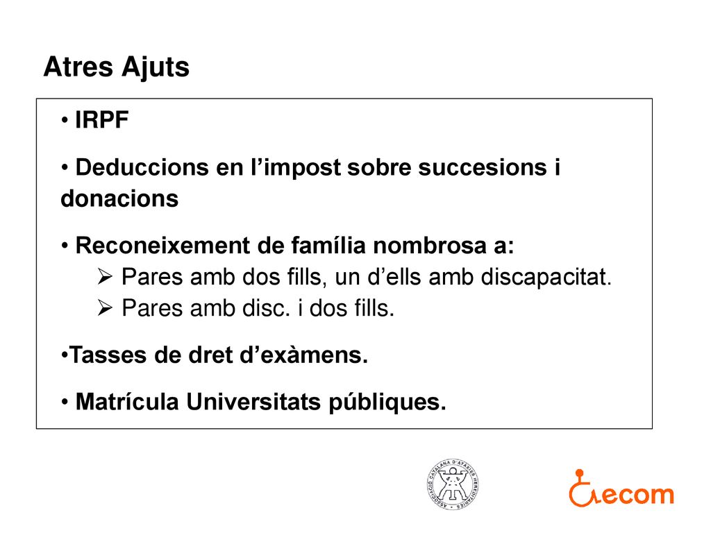 Atres Ajuts IRPF Deduccions en l’impost sobre succesions i donacions