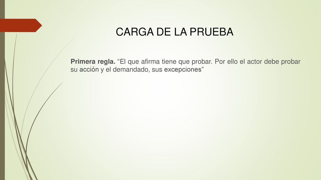 CARGA DE LA PRUEBA Primera regla. El que afirma tiene que probar.