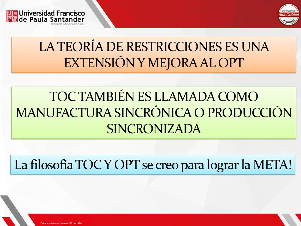 LA TEORÍA DE RESTRICCIONES ES UNA EXTENSIÓN Y MEJORA AL OPT