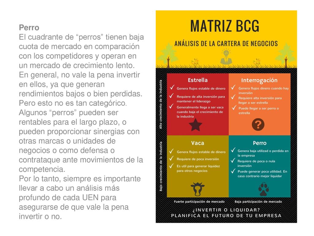 Perro El cuadrante de perros tienen baja cuota de mercado en comparación con los competidores y operan en un mercado de crecimiento lento.