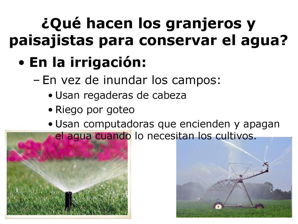 ¿Qué hacen los granjeros y paisajistas para conservar el agua