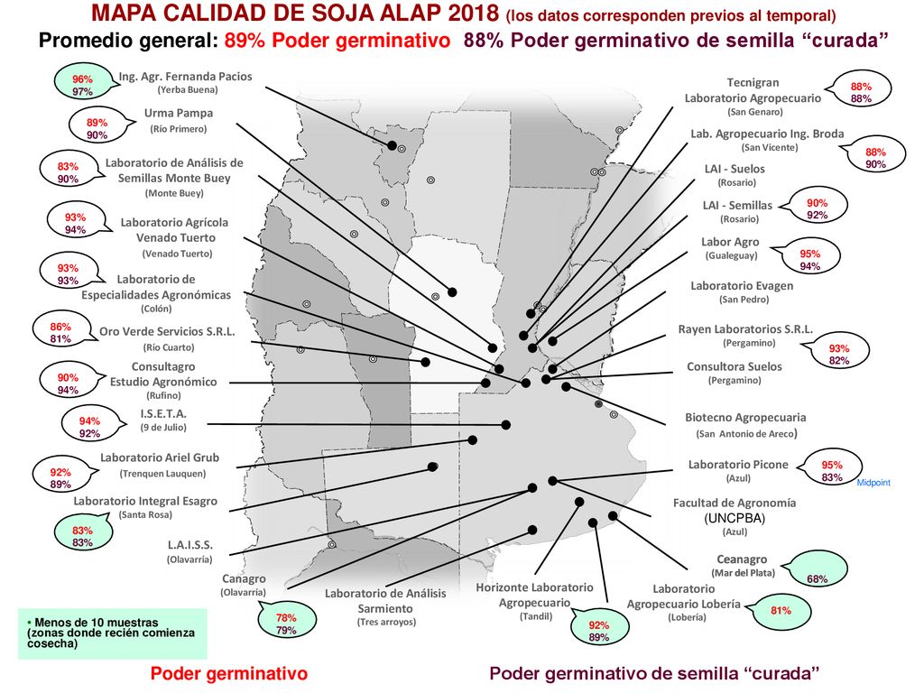 MAPA CALIDAD DE SOJA ALAP 2018 (los datos corresponden previos al temporal)