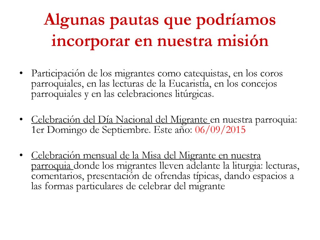 Algunas pautas que podríamos incorporar en nuestra misión