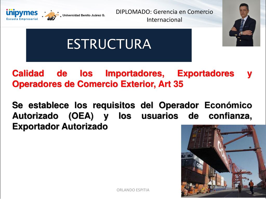 ESTRUCTURA Calidad de los Importadores, Exportadores y Operadores de Comercio Exterior, Art 35.