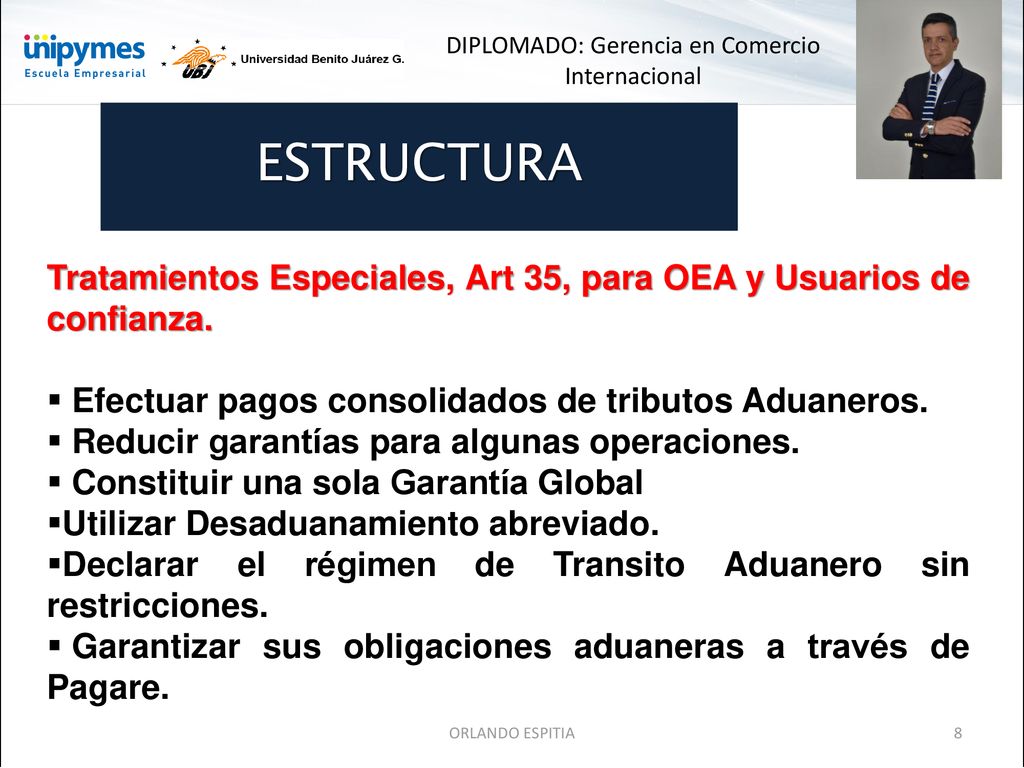 ESTRUCTURA Tratamientos Especiales, Art 35, para OEA y Usuarios de confianza. Efectuar pagos consolidados de tributos Aduaneros.