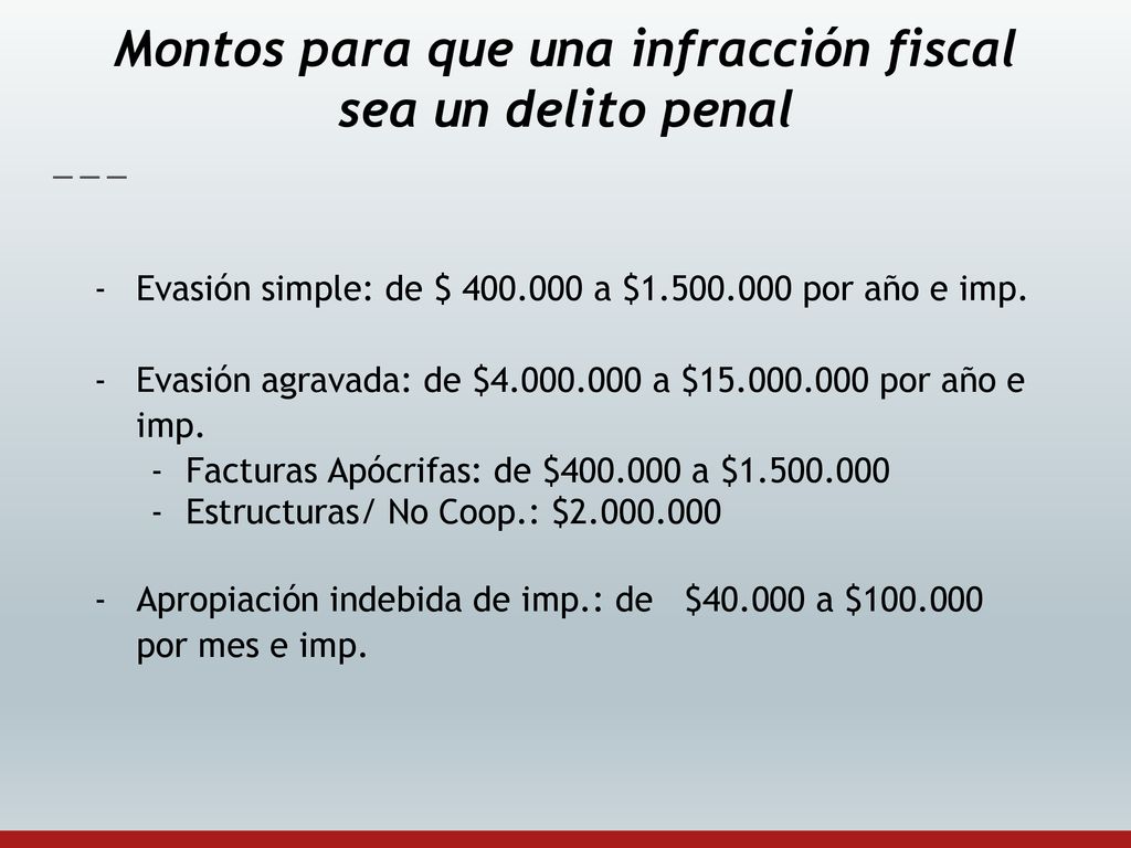 Montos para que una infracción fiscal sea un delito penal