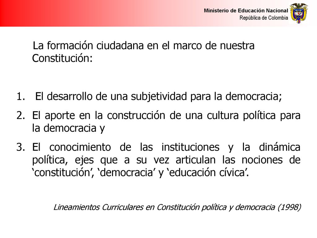 La formación ciudadana en el marco de nuestra Constitución: