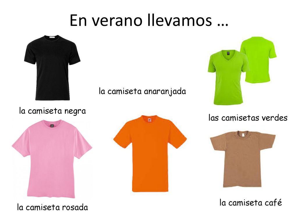 En verano llevamos … la camiseta anaranjada la camiseta negra