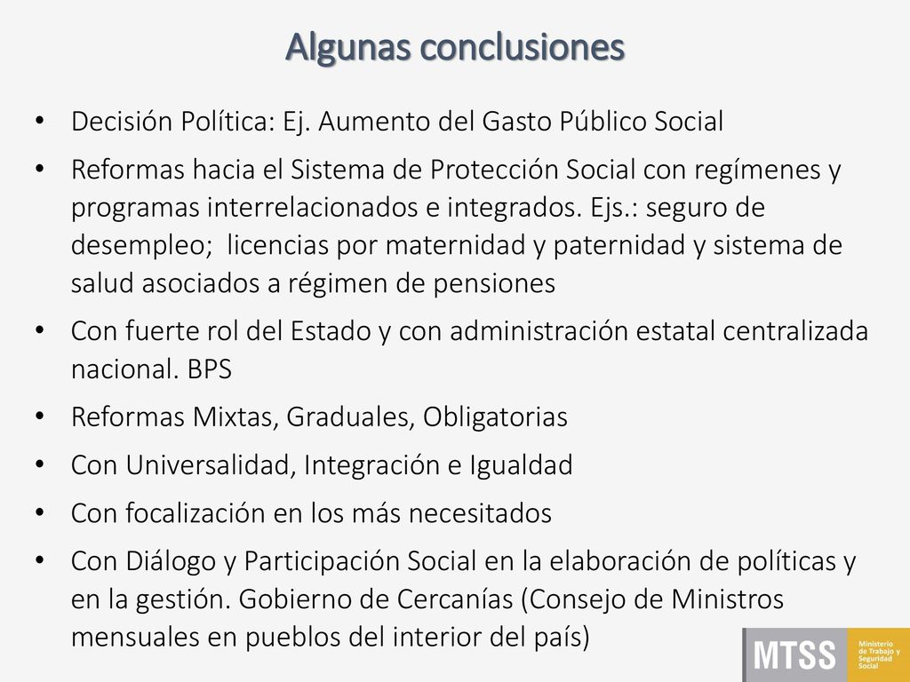Algunas conclusiones Decisión Política: Ej. Aumento del Gasto Público Social.