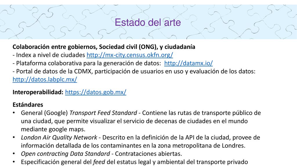 Estado del arte Colaboración entre gobiernos, Sociedad civil (ONG), y ciudadanía. - Index a nivel de ciudades