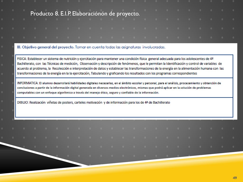 Producto 8. E.I.P. Elaboraciónón de proyecto.