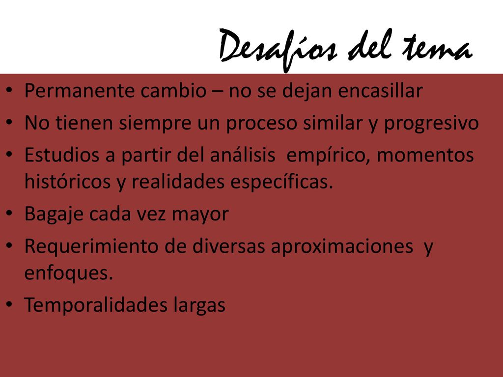 Desafíos del tema Permanente cambio – no se dejan encasillar