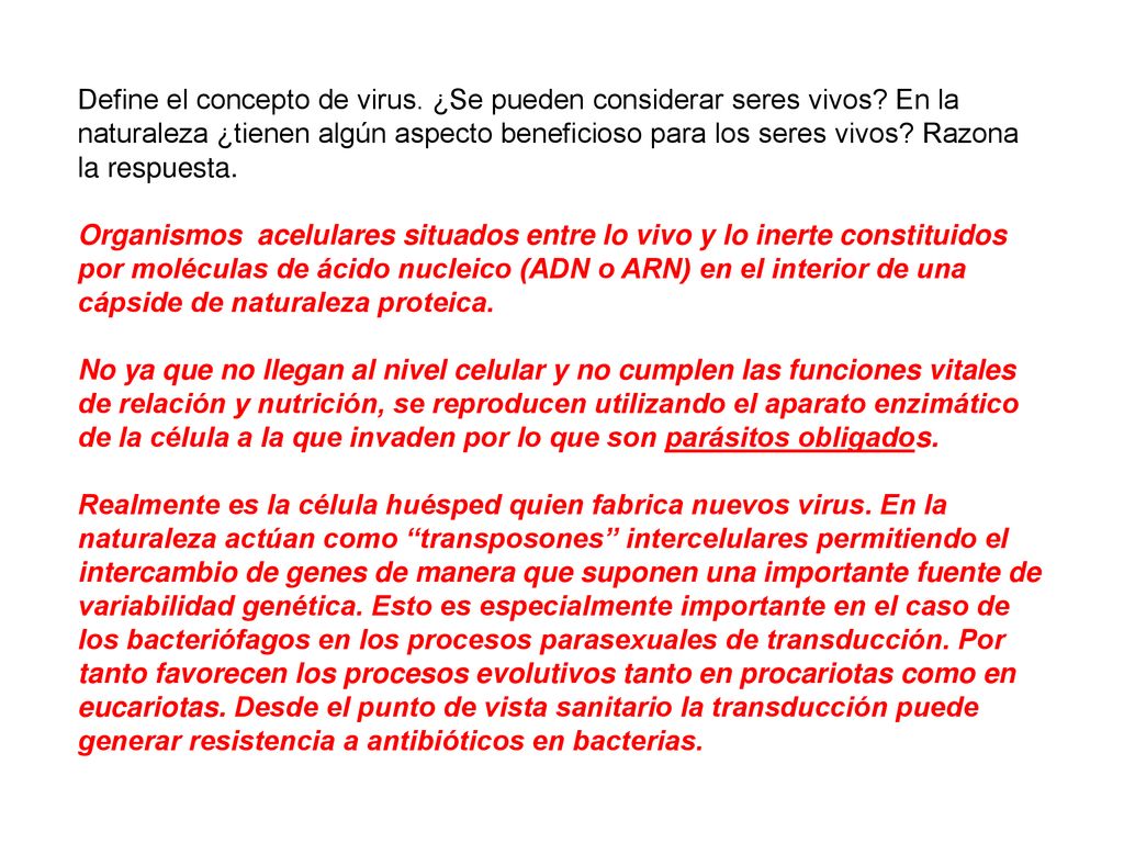 Define el concepto de virus. ¿Se pueden considerar seres vivos