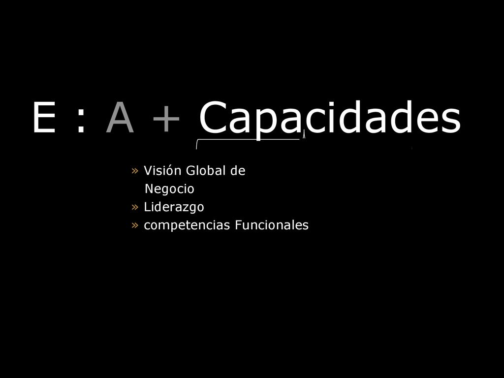 E : A + Capacidades Visión Global de Negocio Liderazgo