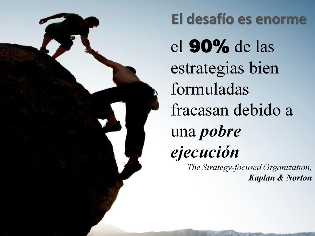 El desafío es enorme el 90% de las estrategias bien formuladas fracasan debido a una pobre ejecución.