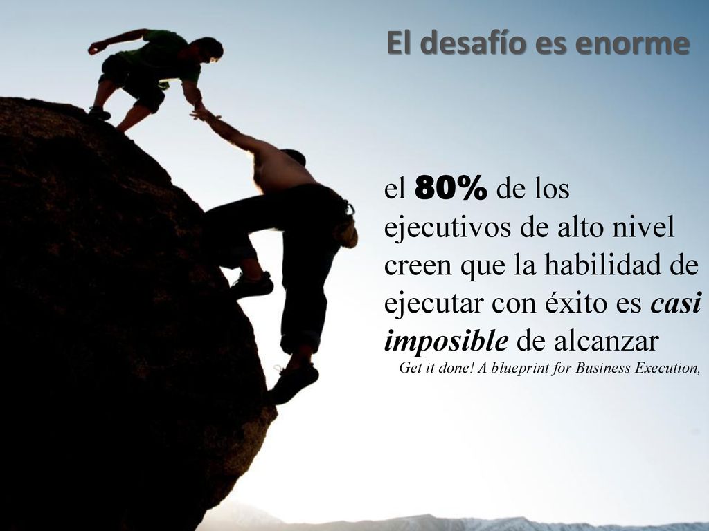 El desafío es enorme el 80% de los ejecutivos de alto nivel creen que la habilidad de ejecutar con éxito es casi imposible de alcanzar.