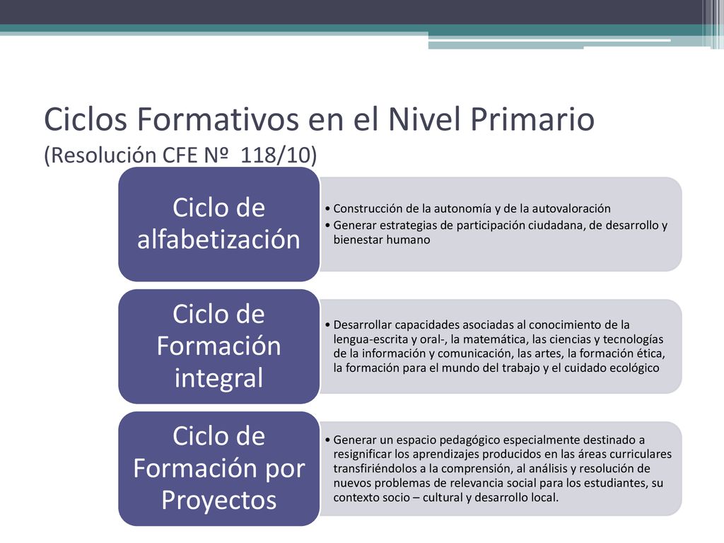Ciclos Formativos en el Nivel Primario (Resolución CFE Nº 118/10)