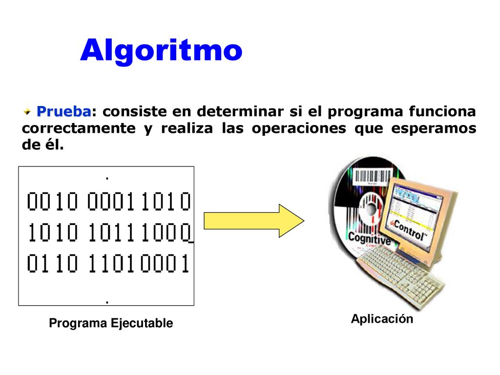 Algoritmo Prueba: consiste en determinar si el programa funciona correctamente y realiza las operaciones que esperamos de él.