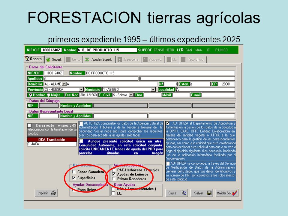 FORESTACION tierras agrícolas primeros expediente 1995 – últimos expedientes 2025